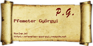 Pfemeter Györgyi névjegykártya